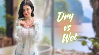 [4K] DRY vs WET challenge | See-Through Try On Haul