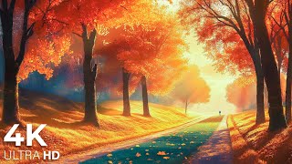 Autumn 4K🍁 Autumn Nature Scenes and Relaxing Piano Music🍁Autumn Ambience