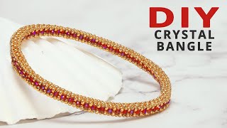 Easy beaded bangle bracelet tutorial with 11/0 crystal seed beads!