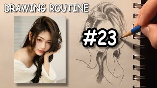 Learning how to draw a pretty girl with the Loomis Method, step by step - Drawing Routine #23