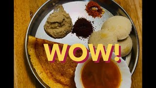 IDLY, KARAM DOSA, SAMBAR, CHUTNEY, SPICES #breakfast