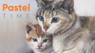 Cat and Kitten in Soft Pastel - Timelapse