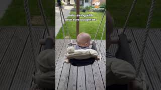 Baby swing with bear ears - grey beige