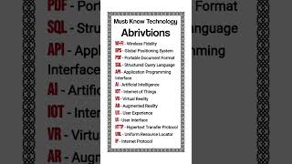 Top 1/ Must-Know Technology Abbreviations for Beginners | Tech Acronyms Explained #shorts