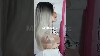 Lace wig platinada fibra premium