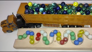 Marble Run Race ☆ HABA Slope & Retro Makita Truck, Garbage Truck Long Version #024