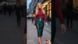 Beautiful leather skirt street looks #outfitideas #fashion #streetoutfit #streetstylefashion #style