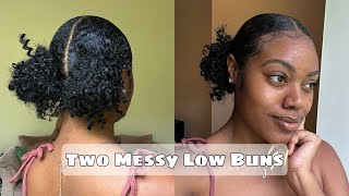 Two Messy Low Buns| Using Free Tress Hair