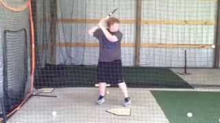 Kaleb at hitting practice today. 6-2-13