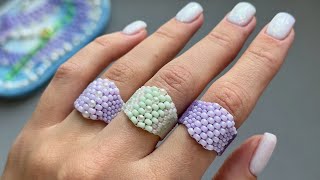 How to make a beaded ring with a size transition. Peyote Stitch