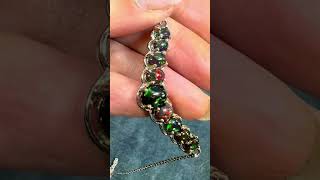 Ethiopian Welo Jelly Black Opal Graduated 925 Pendant Necklace  *Video*