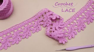 ЦВЕТОЧНОЕ ленточное КРУЖЕВО вязание крючком КАЙМА МК 🌸Very easy to crochet LACE for beginners🌸