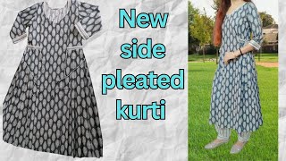 New side pleated kurti cutting stitching / kurti design | frock dori waist /Naira style kurti