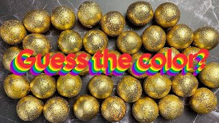 ASMR Clay Cracking Gold Glitter Balls. Guess the color game. Guess the colour? #asmr #claycracking