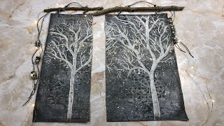 Mixed Media Canvas Excavation - Dig #2 - Christmas Aspens Tutorial/Easy/Beginner