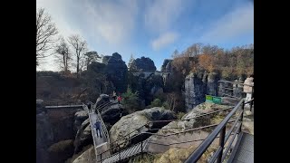 Sächsische Schweiz - Felsenburg Neurathen mit Ausblick auf die Basteibrücke (Elbsandsteingebirge)