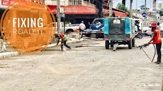 [4K]Fixing Lane Road 11 NEAR Khal Thnal Monivong Bridge