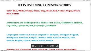 Ielts listening common words