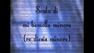 Le scale musicali al pianoforte - Scala di mi bemolle minore (re diesis minore)