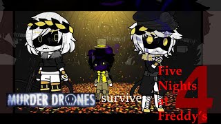 Murder Drones Survive Five Nights at Freddy's 4 | Gacha | FNaF x Murder Drones