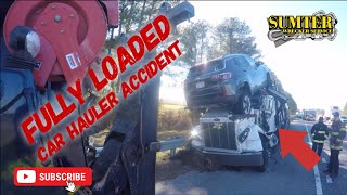 Fully Loaded Car Hauler Accident