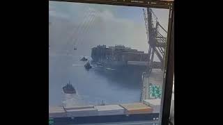 Big container ship hit dock while coming alongside II jetty accidents I marine incidents at port 👿😲😨