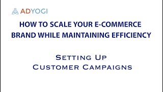 Strategies to scale an E-Commerce brand - Setting up Customer Campaigns