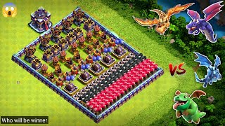 All Air Defense+Th15 Giga Inferno VS All Dragon Family Challenge- Clash of Clans