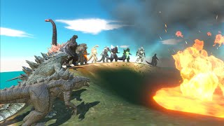 Godzilla Fighting Over Volcano | Who king of Godzilla? | Animal Revolt Battle Simulator