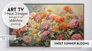 Vintage TV Art Floral Paintings Slideshow Spring Summer Art Gallery Flower Screensaver Zinnia Garden