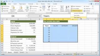 Create a one-variable data table in Excel 2010