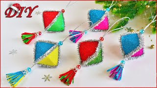 🎄 НОВОГОДНИЕ ИГРУШКИ на ёлку из глиттерного фоамирана своими руками! 🎄 Christmas Ornaments DIY