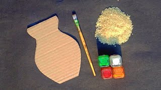 Beautiful Wall Hanging Craft Using Cardboard And Rice // Home Decoration Idea // Best Out Of Waste