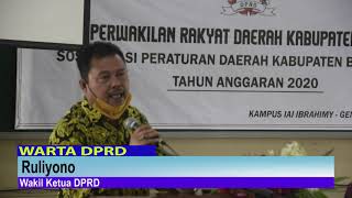 DPRD BANYUWANGI SOSIALISASIKAN PERDA PENETAPAN SEMPADAN JARINGAN IRIGASI KEPADA MAHASISWA