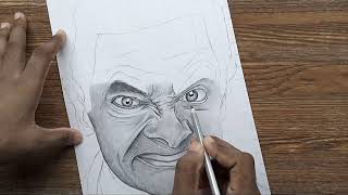 How to Draw Mr Bean face (Realistic Portrait ) | Mr Bean Drawing