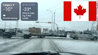 EARLY WINTER IN CALGARY,ALBERTA,CANADA 2022 || DRIVING IN A ICY ROAD