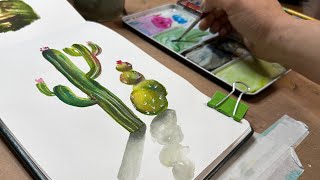 Watercolor Journal Day 97 (Cactus painting)