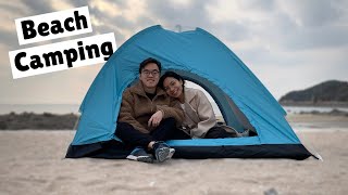 បោះតង់មាត់ឆ្នេរសមុទ្រ - We went CAMPING by the BEACH | Weekend Get Away ⛺🏖️