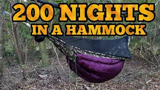 Hammock Camping in my Bushcraft camp for 200 nights