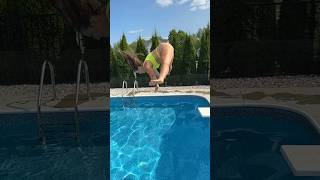 RUNNING and HIGH DIVE SPLITS DIVE into Clean Swimming Pool #shorts