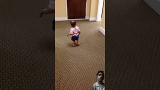 Baby walk into wall learning walk