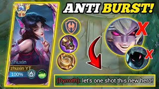 ZHUXIN ANTI BURST BUILD AND EMBLEM! (must try) | NEW HERO ZHUXIN MLBB🔥 #zhuxinmlbb #zhuxin #zhuxinYT