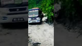 River crossing by bus dangerous road Nepal#shorts#YouTube shorts#shorts feed