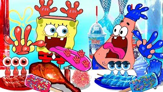 RED vs BLUE FOOD CHALLENGE! | SPONGEBOB RED Vs BLUE MUKBANG ANIMATION | SLIME CAT