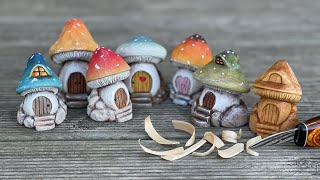 Carve a mushroom house 목각인형 조각하기-버섯집