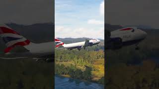 Most Crosswind Landing!! Boeing 747 British Airways Flight Landing at Gladstone Airport #shorts