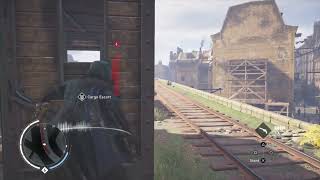 AC Syndicate Evie robs a train thn escapes onto her own waiting right behind