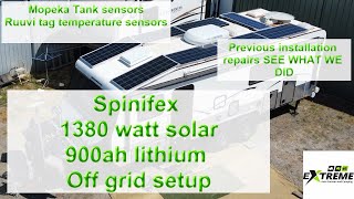 Spinifex 1380 watt Solar, 900ah lithium off grid setup. AirConditioning microwave starlink and more