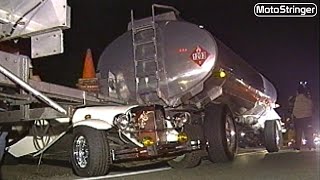 Vintage BMW Collides with Gasoline Tanker Truck