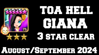 TOA Hell 3 Star Clear STAGE 2 GIANA August/September 2024 - Summoners War